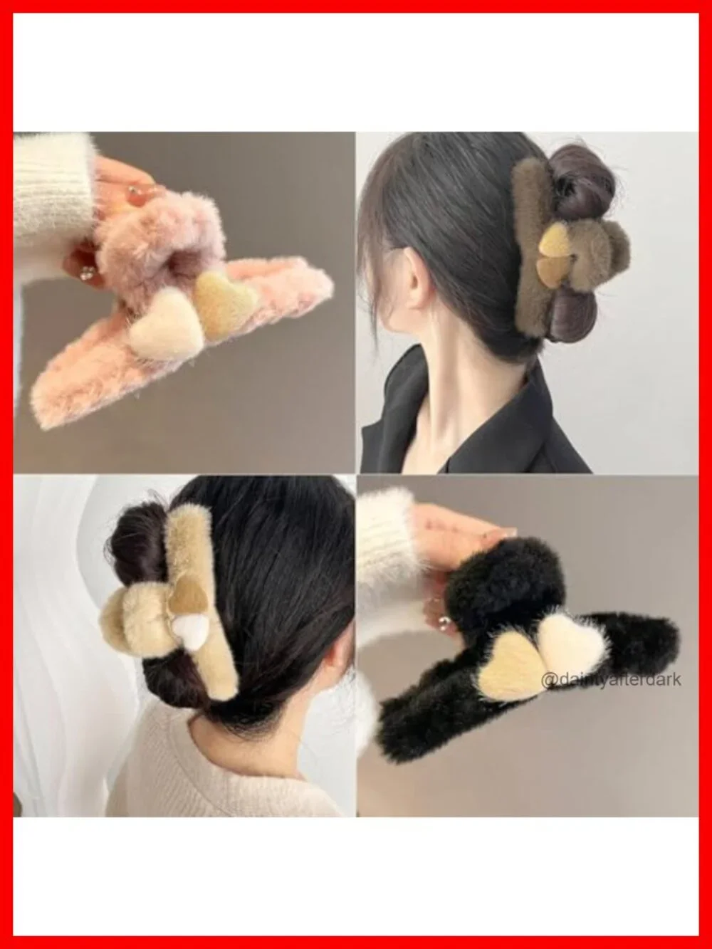Fuzzy Plush Hair Claw Clips Strong Hold Non-slip Claw Clips for Women Thin